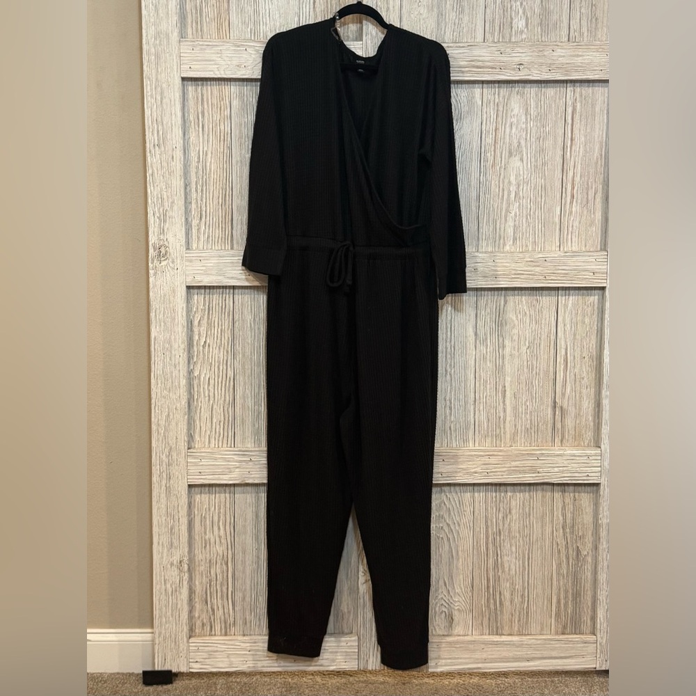 Alfani Classic Textured Jumpsuit Sz XXL Black